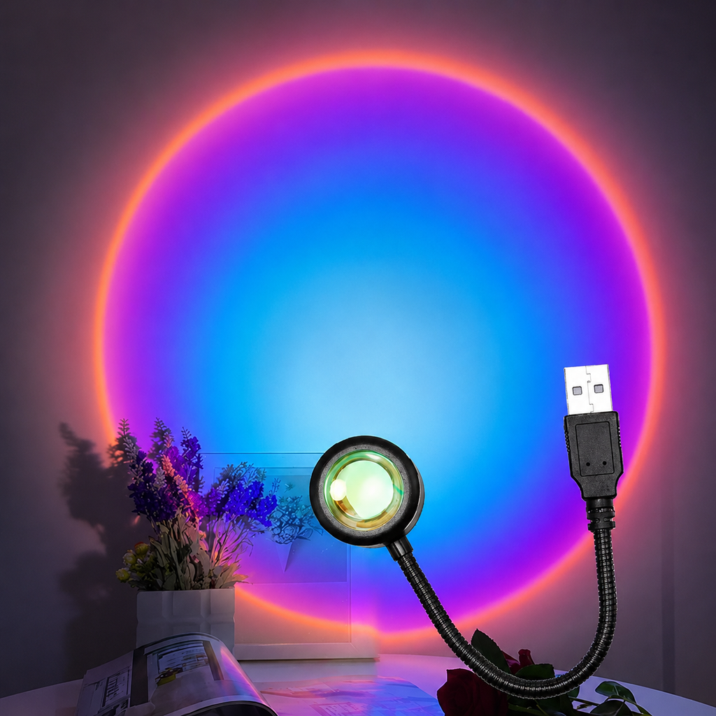 Vuxen: Lámpara Sunset LED luz ambiental para fotografía en la pared.