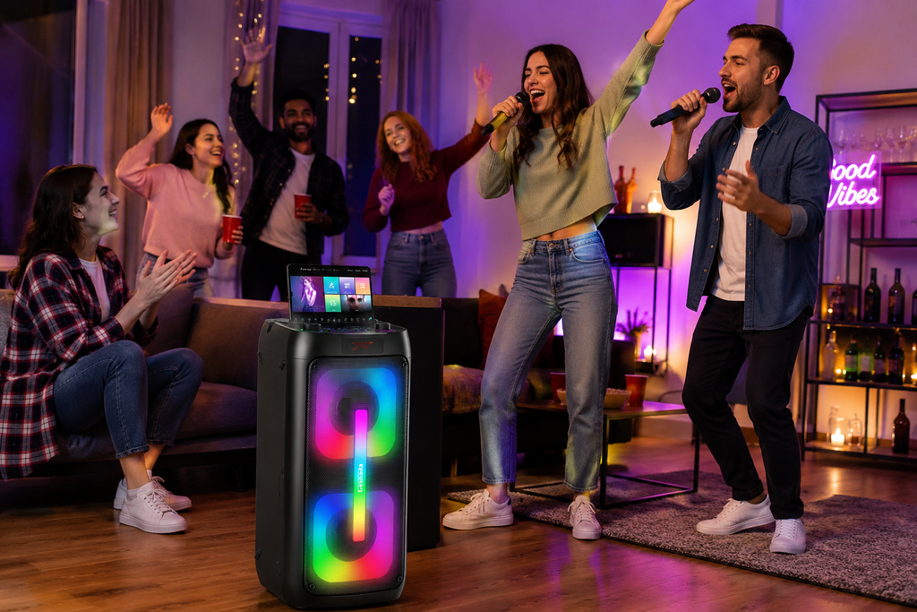 Vuxen: Bocina para Karaoke Bluetooth Portátil con 2 Micrófonos Inalámbricos