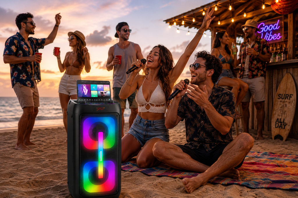 Vuxen: Bocina para Karaoke Bluetooth Portátil con 2 Micrófonos Inalámbricos